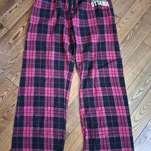 Pink and Black Plaid Pajama Pants with Elastic Waist